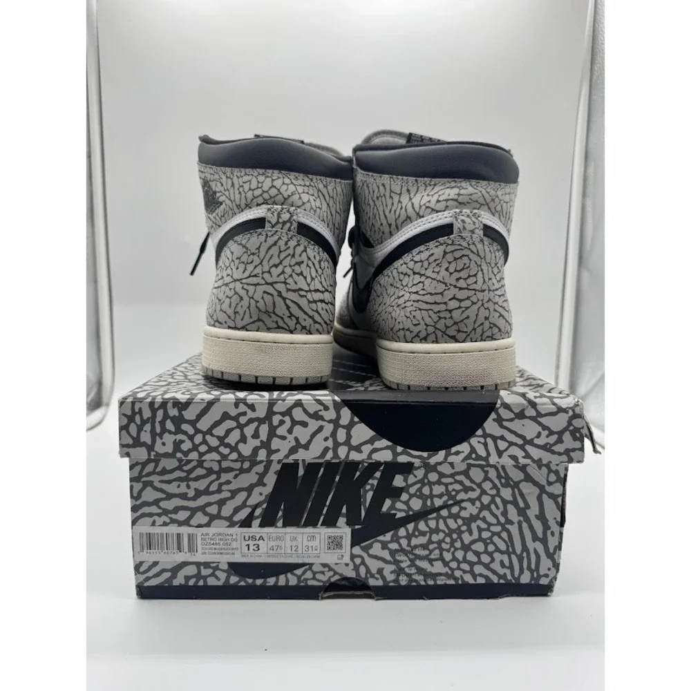 Air Jordan 1 Retro High OG White Cement DZ5485-052 Mens Size 13 Grey Black White